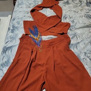 Rust Jumpsuit. Free Necklace